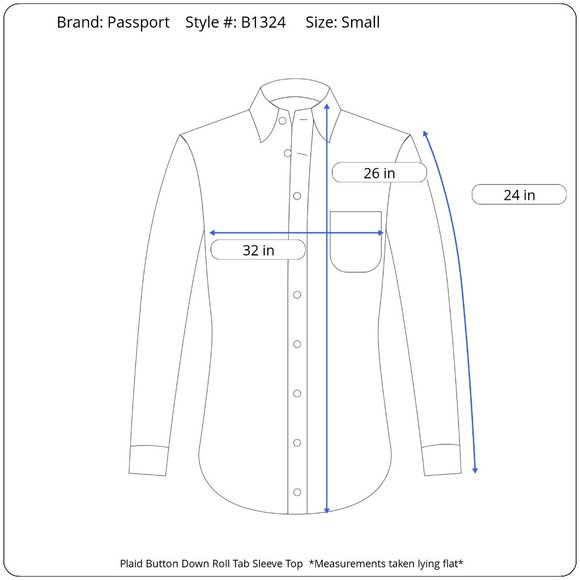 Passport Plaid Button Down Roll Tab Sleeve Shirt Women's Small B1324 - Picture 11 of 11